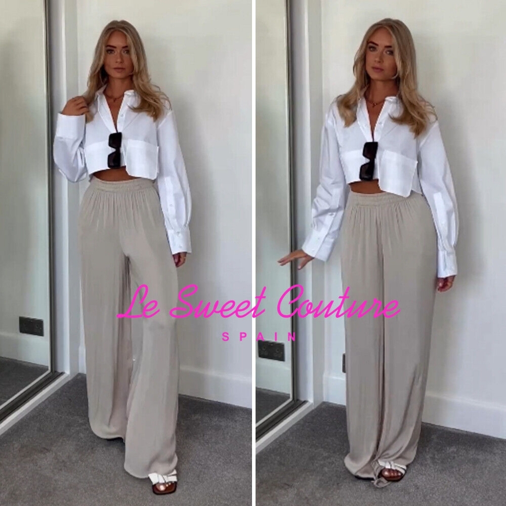 ZARA WOMAN NWT SS23 SOFT GOLD FLOWY WIDE LEG PANTS 9929/039